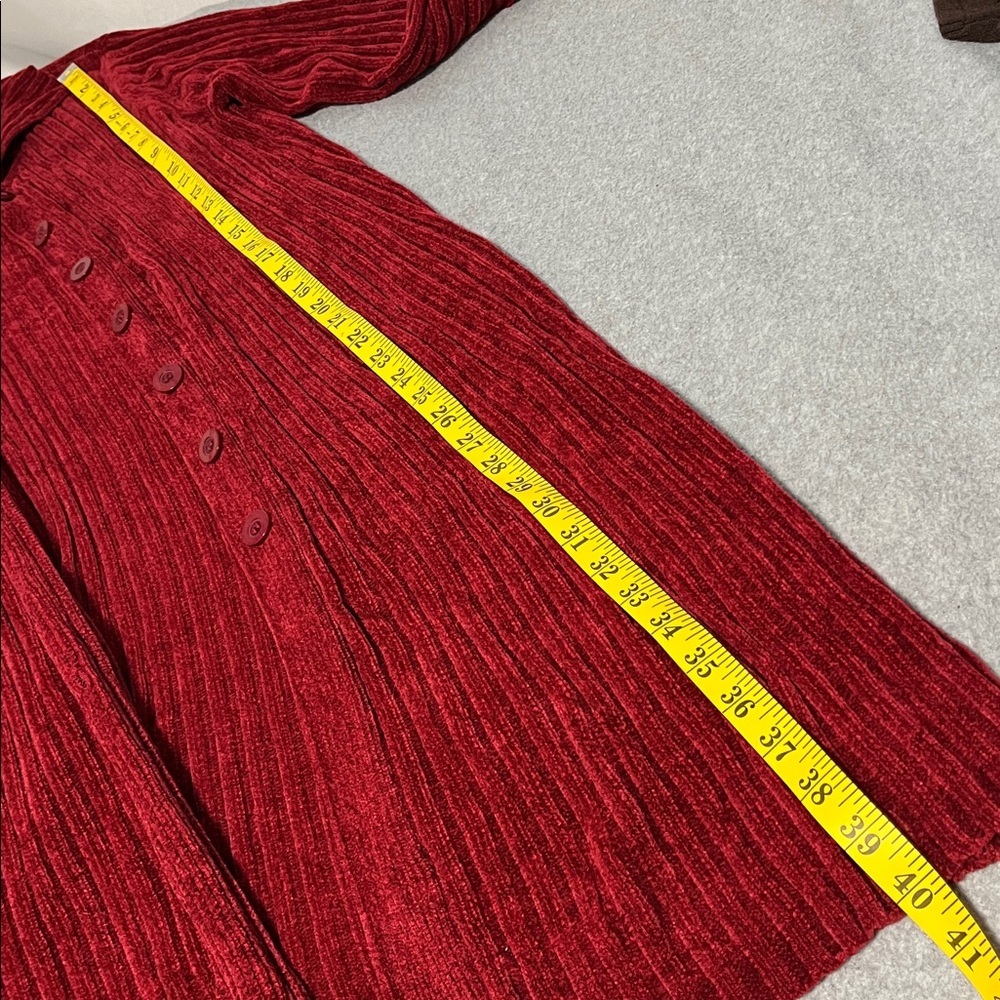 Red Duster Cardigan Sweater Medium Chenille Button Christmas Holiday Lounge - Picture 2 of 9
